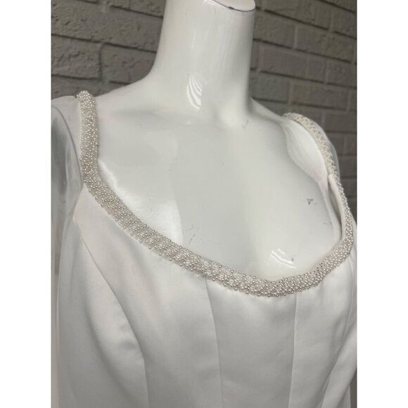 David’s Bridal Michael Angelo White Faux Pearl Wedding Dress Size 20 - Picture 6 of 16